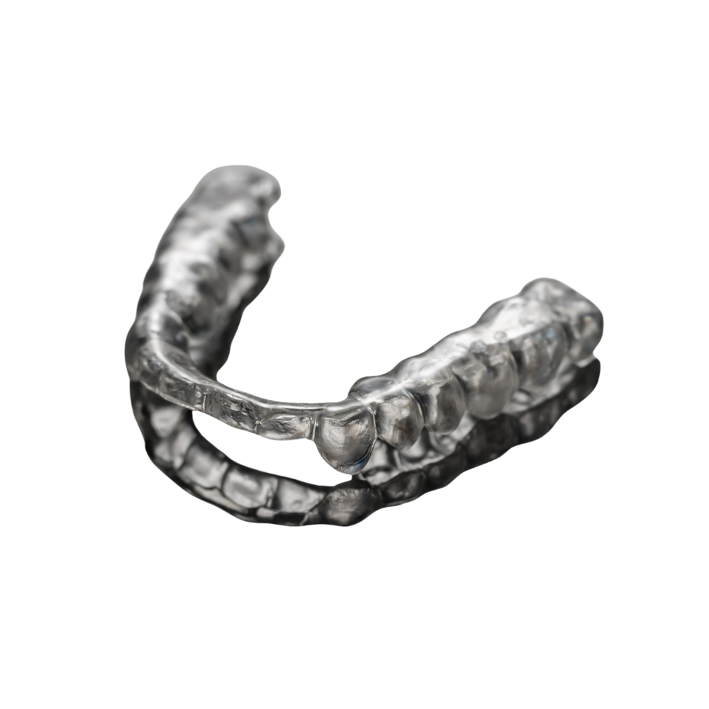 Transparent mouth guard for sleeping held in hand