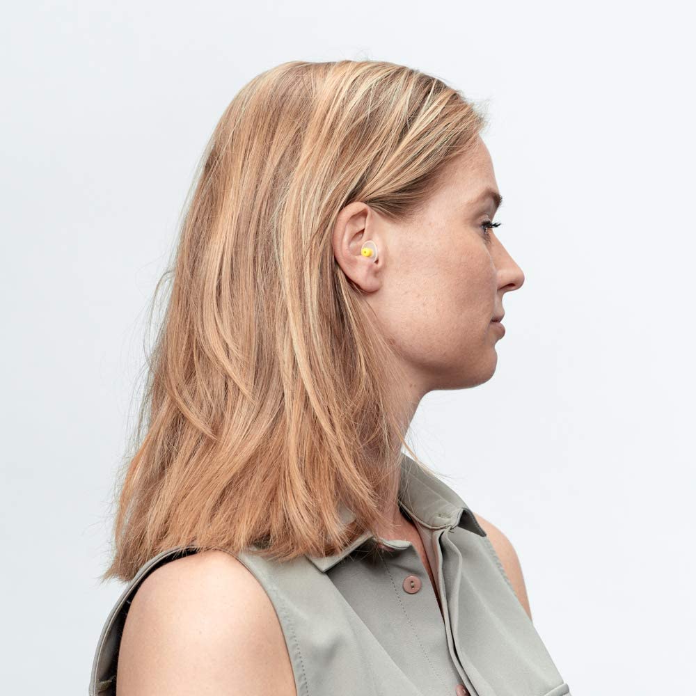 lady and earplugs