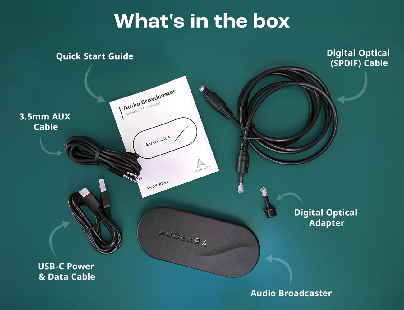 Audeara BT-03 Audio Broadcaster | Auracast Bluetooth Transmitter for Shared Spaces