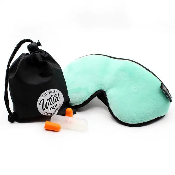 Luxury Mint Green Escape Sleep with eye cutouts Mask with earplugs