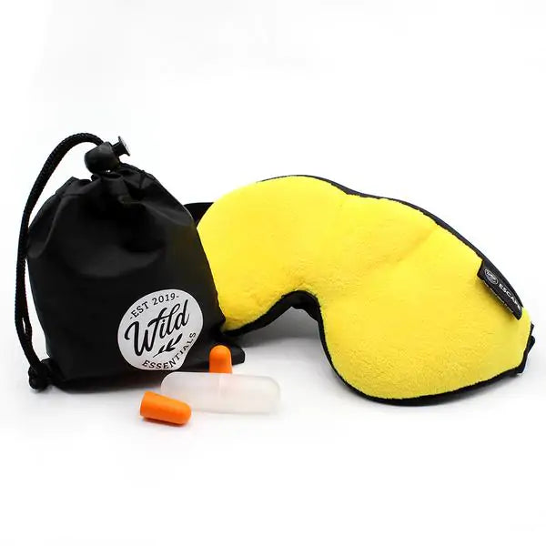 Luxury Yellow Escape Sleep with eye cutouts Mask with earplugs