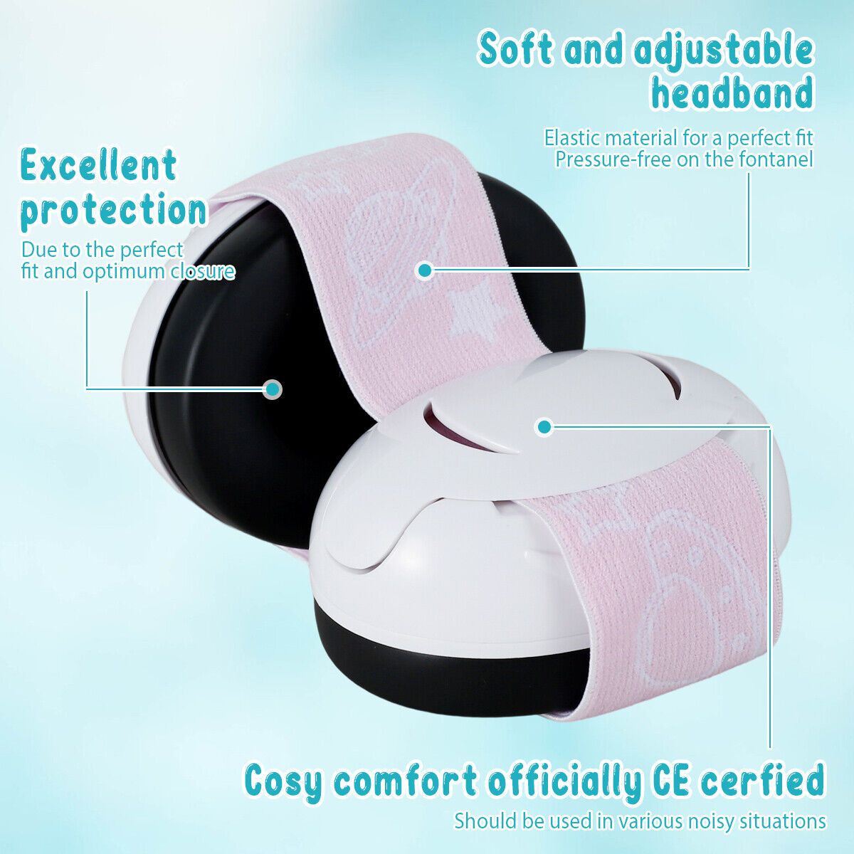pink hushies earmuffs details