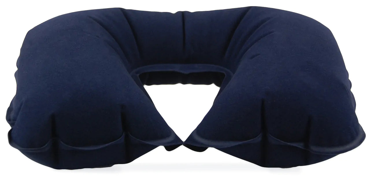 blue inflatable travel pillow