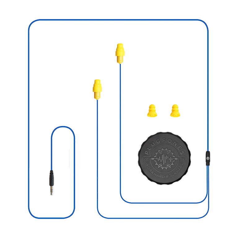 plugfones guardian blue and yellow cable