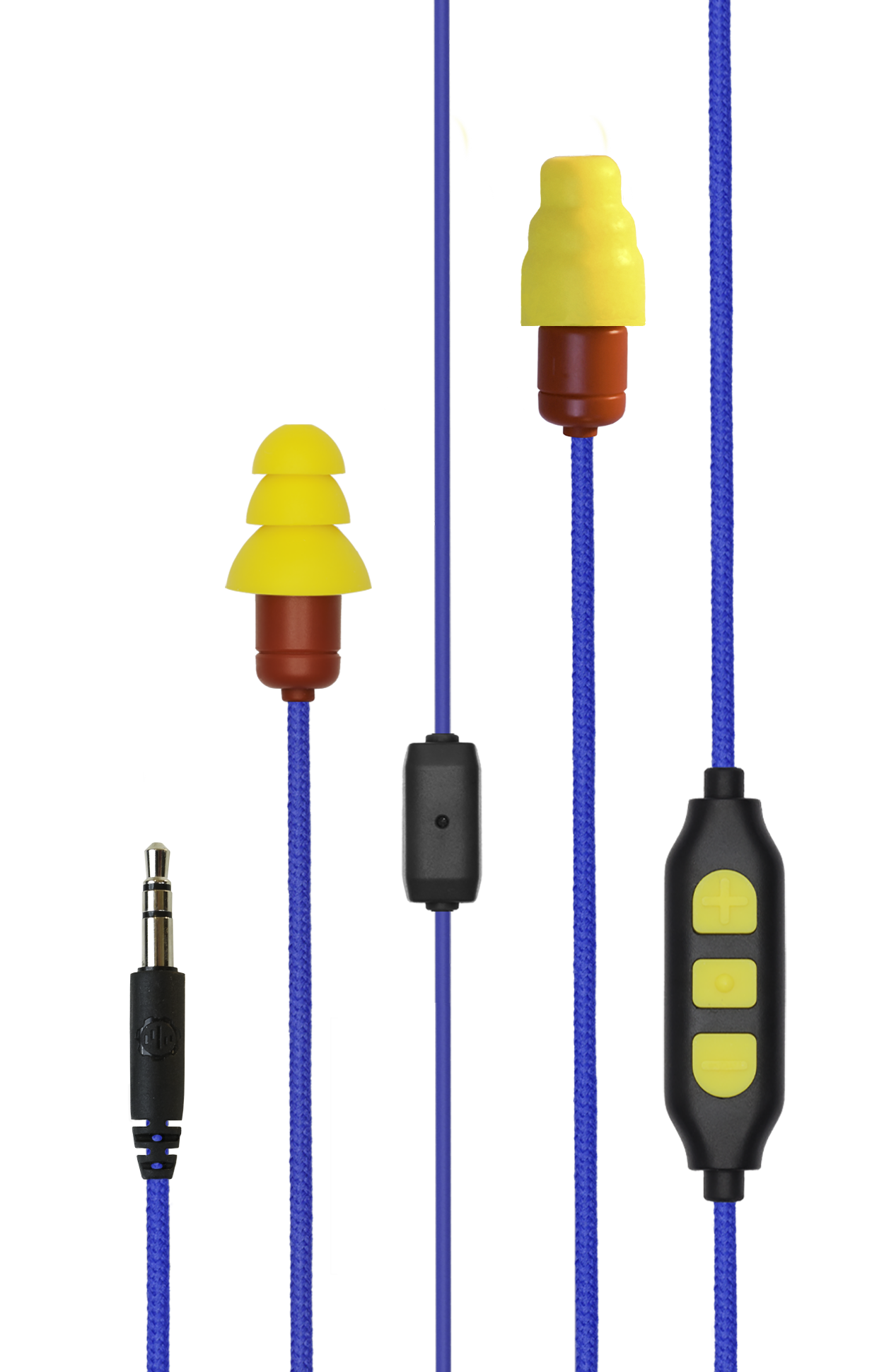 Red Yellow Plugfones Protector PLUS Industrial Earplugs with Headphones Yellow Blue