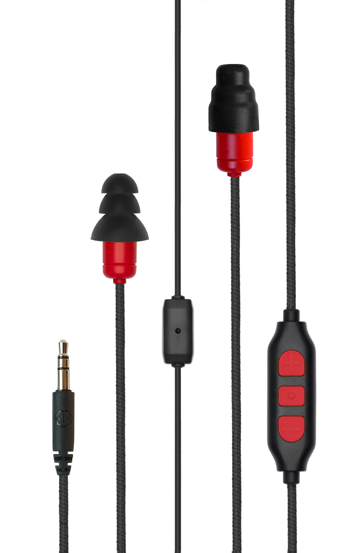 Plugfones Protector PLUS Industrial Earplugs with Headphones Red
