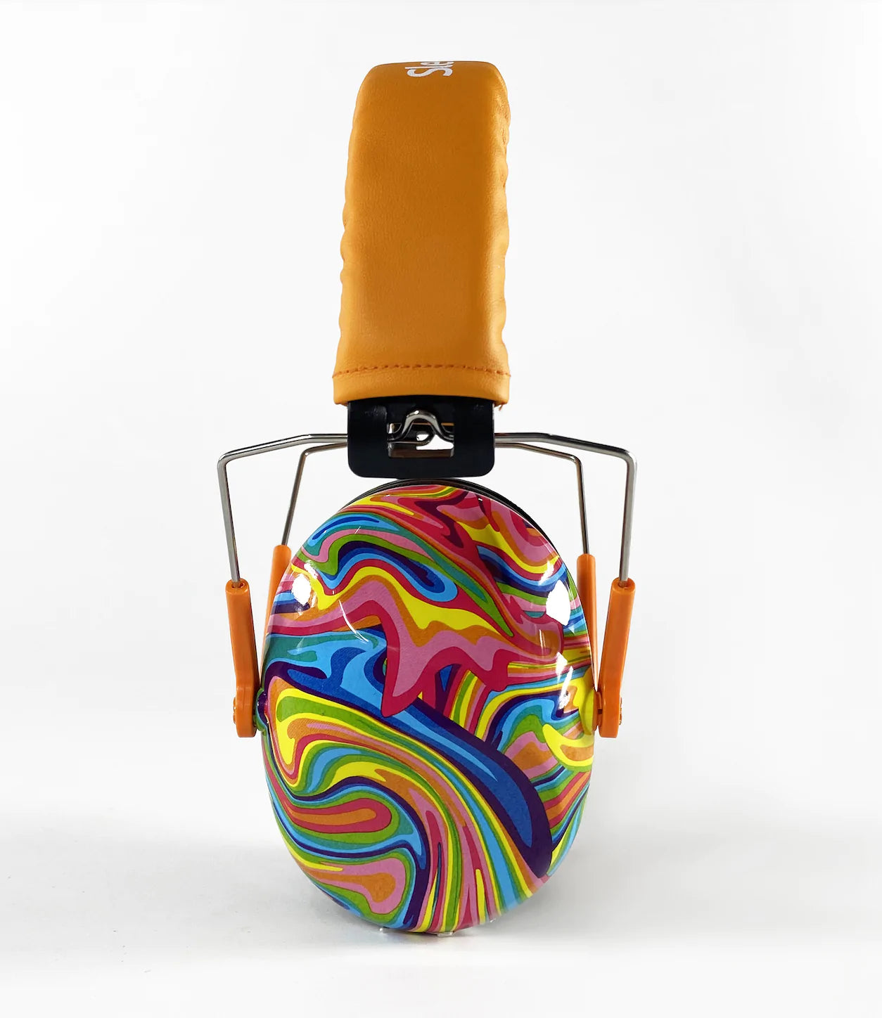 hushies kids earmuffs rainbow orange side