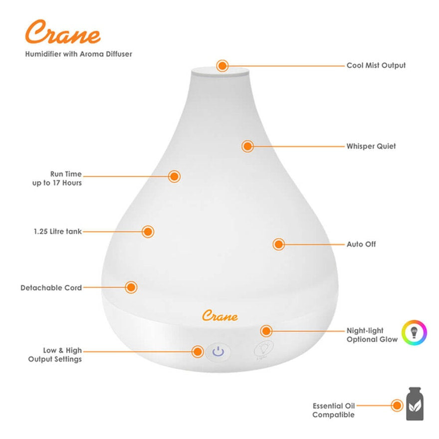 crane cool mist humidifier with aromatherapy