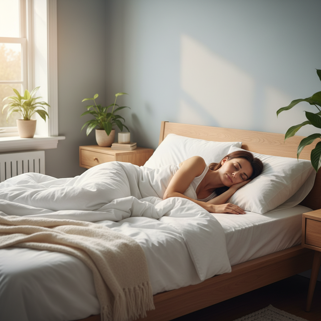 Woman sleeping peacefully wearing SOVA night guard