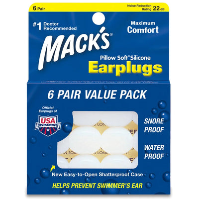 Pillow Soft Silicone Waterproof Ear Plug - Adult Value Pack 6 Pair