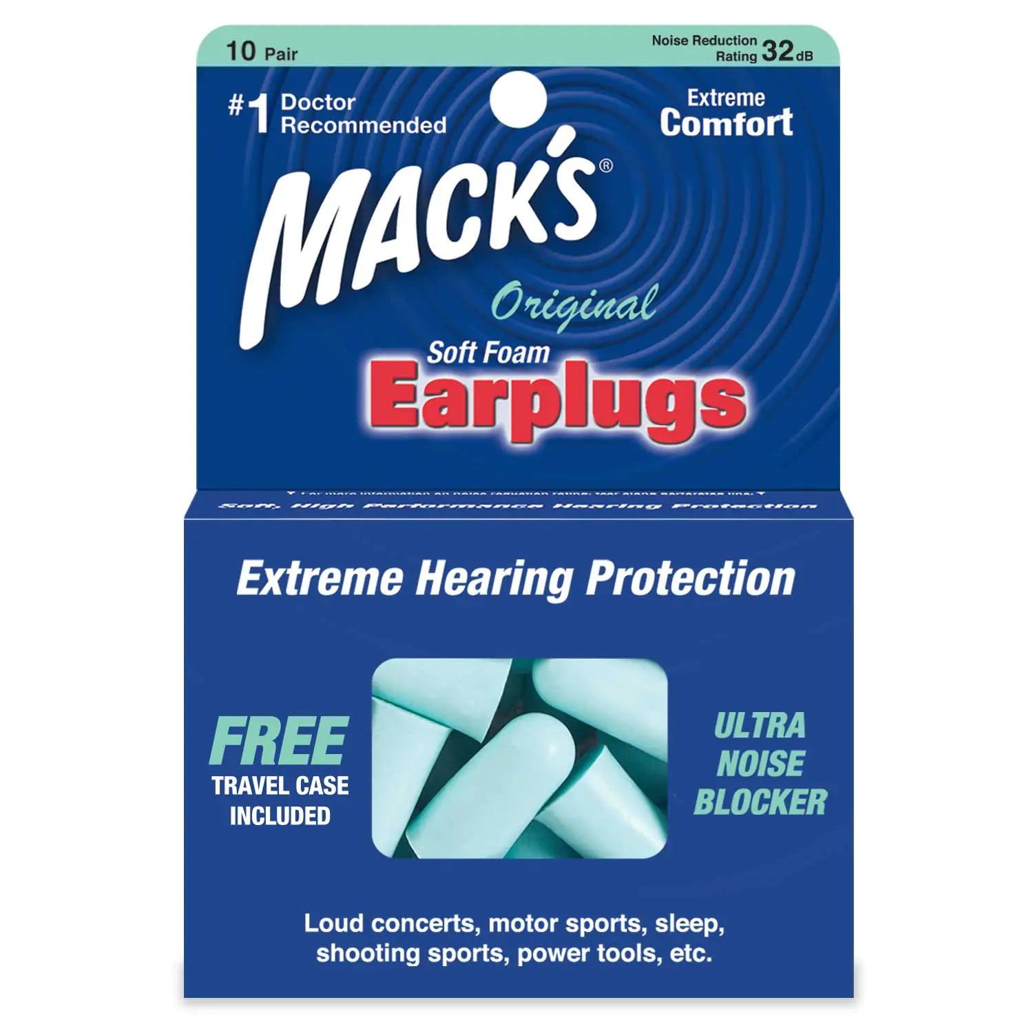 10 Pair Mack's Original Ear Plugs