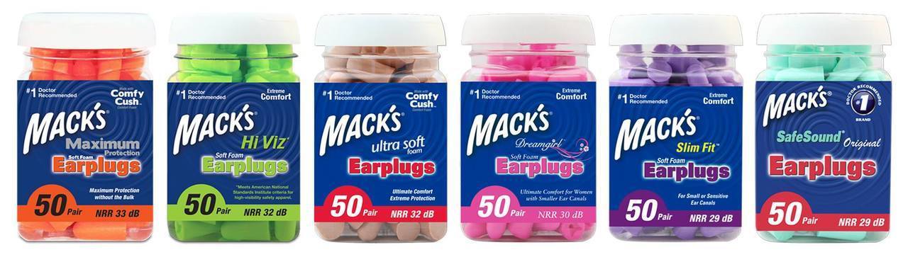 Macks Maximum Hearing Protection - 50 Pair - Soft Foam Earplugs