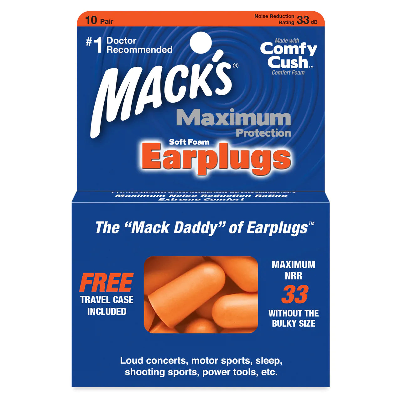 Mack's Maximum Protection 10 Pair Soft Foam Ear Plugs