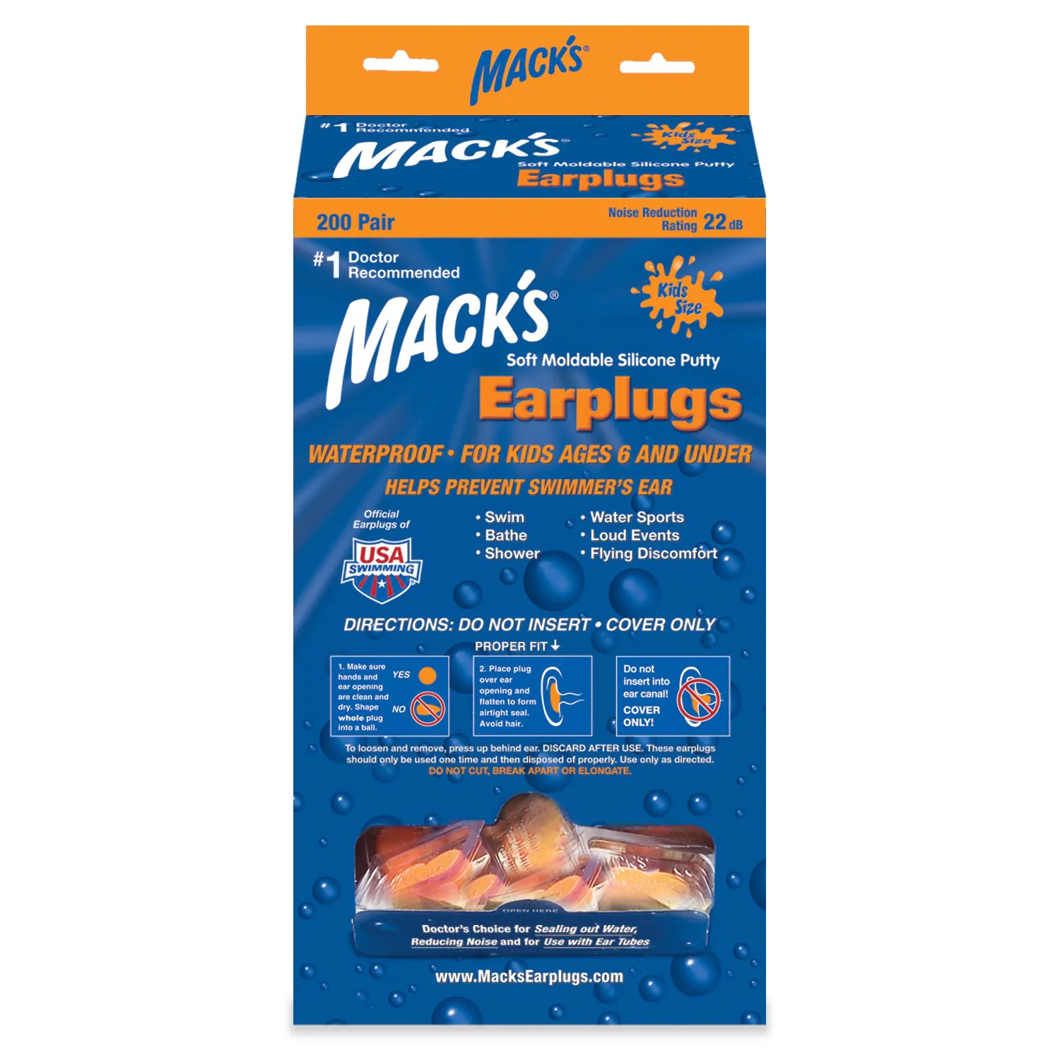 sleep and sound macks waterproof earplugs for kids