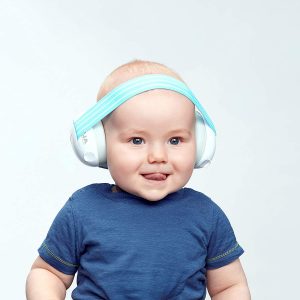 cute baby wearing earmuffs