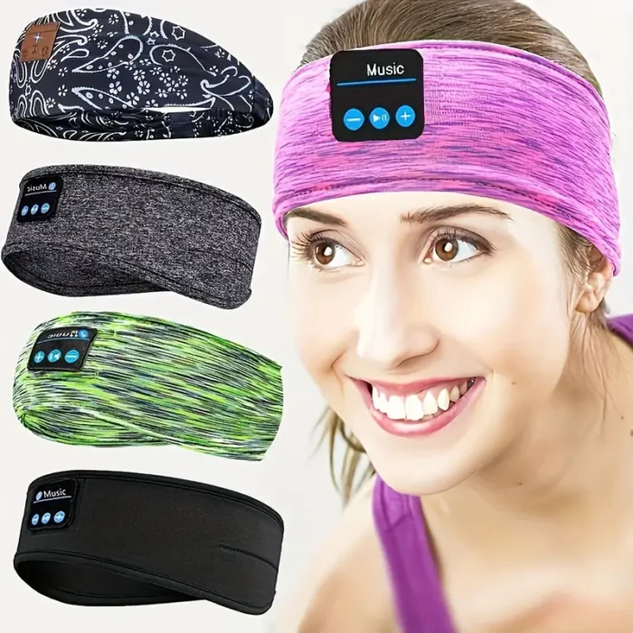 lady wearing wireless bluetooth headband