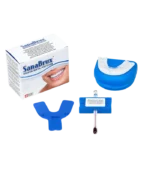Sanabrux Mouthguard from Sleep and Sound designed to prevent teeth grinding and relieve jaw stress for a more comfortable and restful sleep